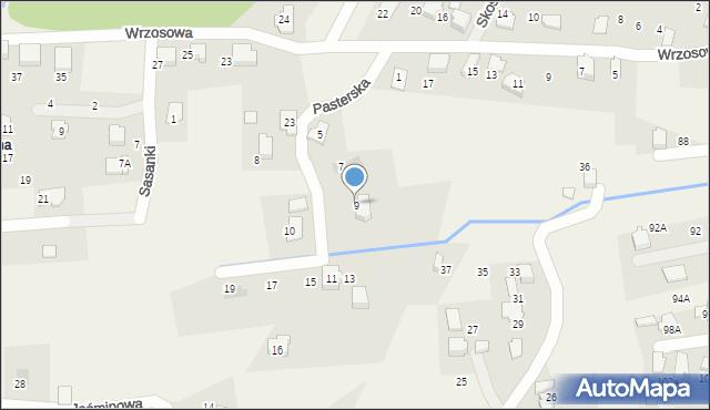 Meszna, Pasterska, 9, mapa Meszna