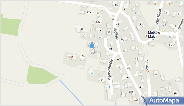 Mętków, Partyzantów, 8A, mapa Mętków