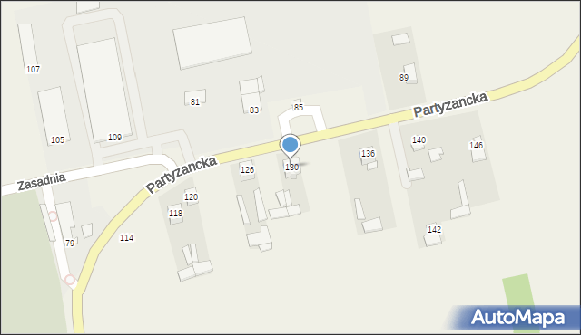 Michów, Partyzancka, 130, mapa Michów