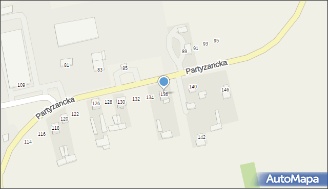 Michów, Partyzancka, 136, mapa Michów