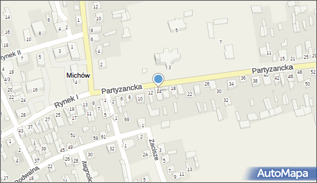Michów, Partyzancka, 14, mapa Michów