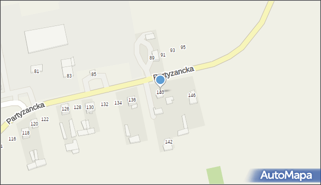 Michów, Partyzancka, 140, mapa Michów