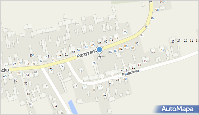 Michów, Partyzancka, 78, mapa Michów