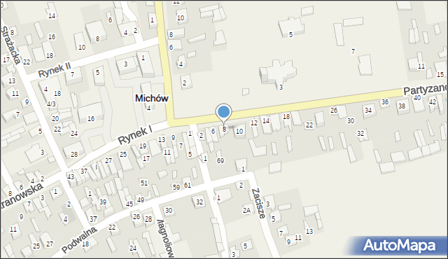 Michów, Partyzancka, 8, mapa Michów