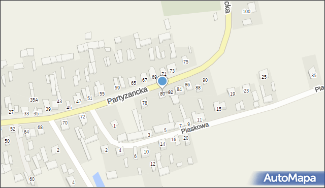 Michów, Partyzancka, 80, mapa Michów