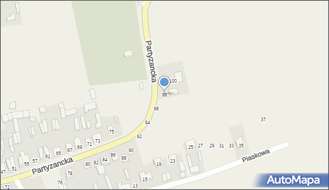 Michów, Partyzancka, 98, mapa Michów