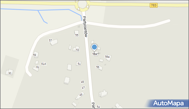 Miechów, Partyzantów, 58a, mapa Miechów