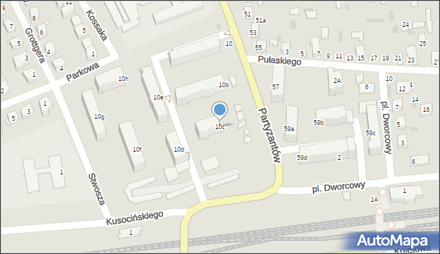 Międzyrzec Podlaski, Partyzantów, 10c, mapa Międzyrzec Podlaski