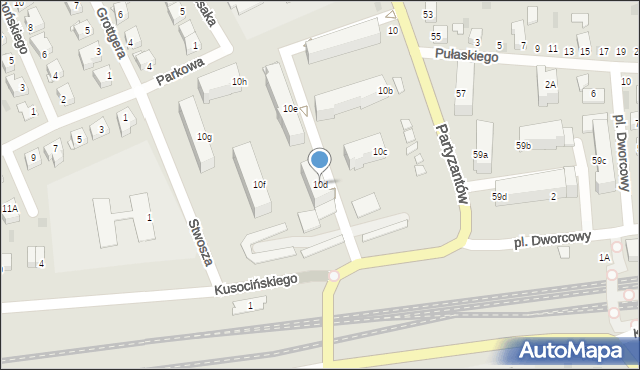 Międzyrzec Podlaski, Partyzantów, 10d, mapa Międzyrzec Podlaski