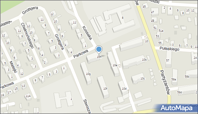Międzyrzec Podlaski, Partyzantów, 10h, mapa Międzyrzec Podlaski