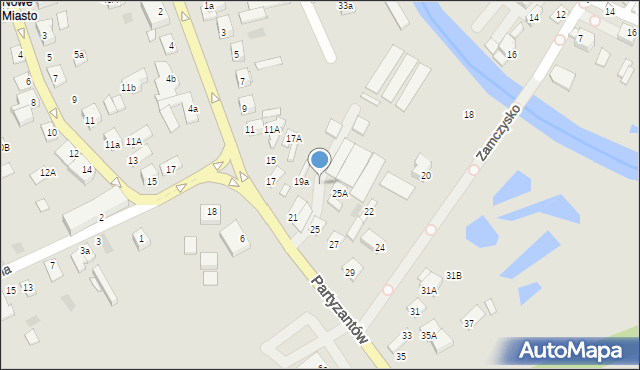 Międzyrzec Podlaski, Partyzantów, 23A, mapa Międzyrzec Podlaski