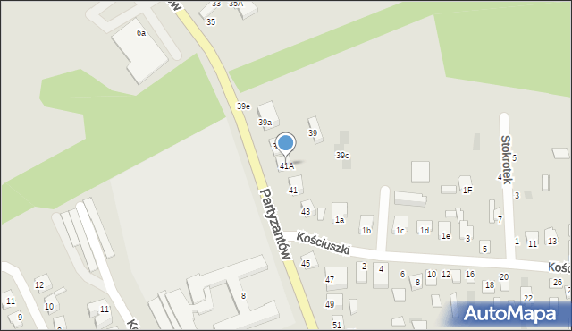 Międzyrzec Podlaski, Partyzantów, 41A, mapa Międzyrzec Podlaski