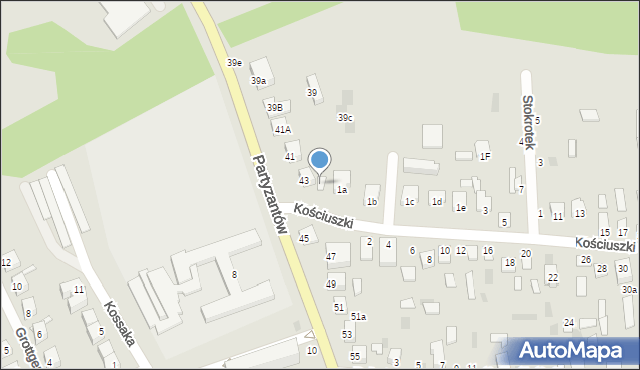 Międzyrzec Podlaski, Partyzantów, 43A, mapa Międzyrzec Podlaski