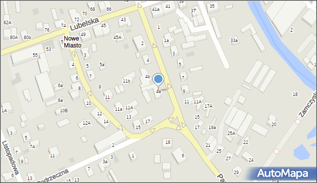 Międzyrzec Podlaski, Partyzantów, 4a, mapa Międzyrzec Podlaski