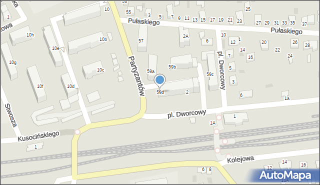 Międzyrzec Podlaski, Partyzantów, 59d, mapa Międzyrzec Podlaski