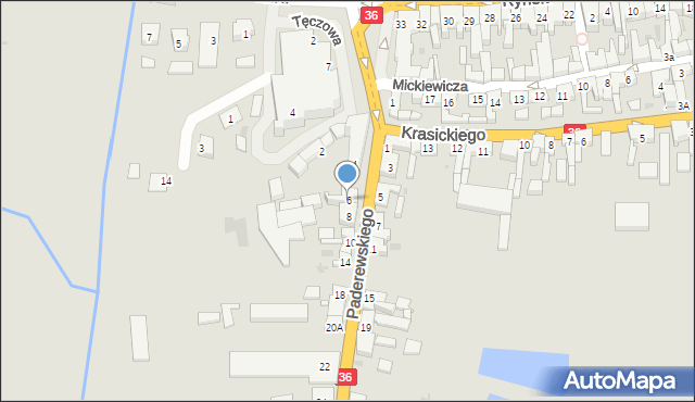 Miejska Górka, Paderewskiego Ignacego Jana, 6, mapa Miejska Górka
