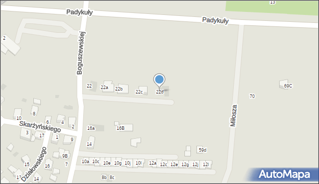 Mielec, Padykuły, 22d, mapa Mielca