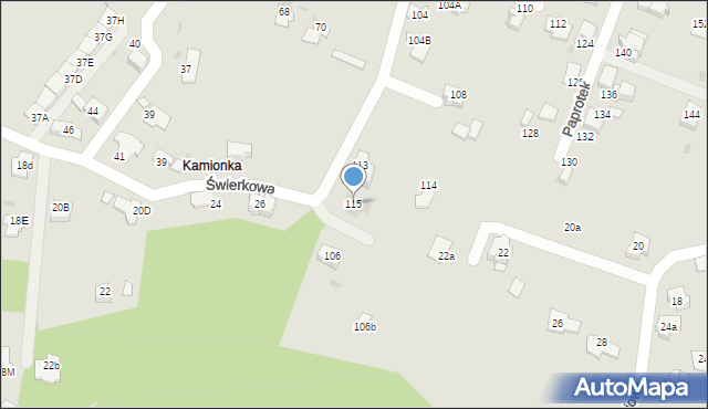 Mikołów, Paprotek, 115, mapa Mikołów