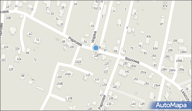 Mikołów, Paprotek, 118, mapa Mikołów