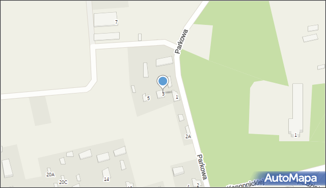 Milanów, Parkowa, 3, mapa Milanów