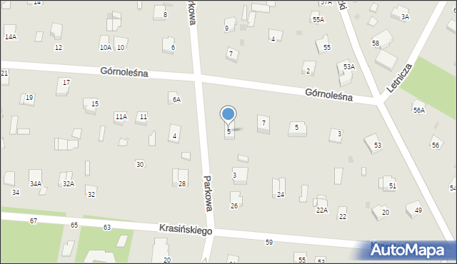 Milanówek, Parkowa, 5, mapa Milanówek