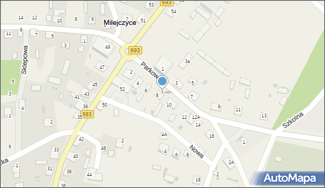 Milejczyce, Parkowa, 8A, mapa Milejczyce