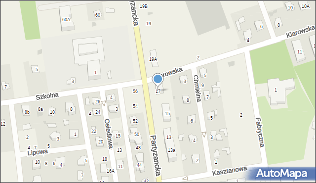 Milejów-Osada, Partyzancka, 17, mapa Milejów-Osada