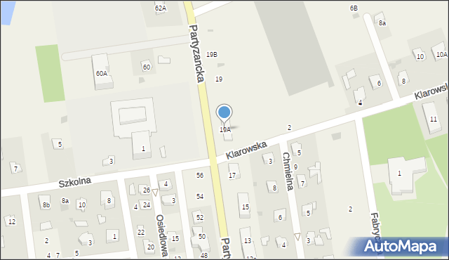 Milejów-Osada, Partyzancka, 19A, mapa Milejów-Osada