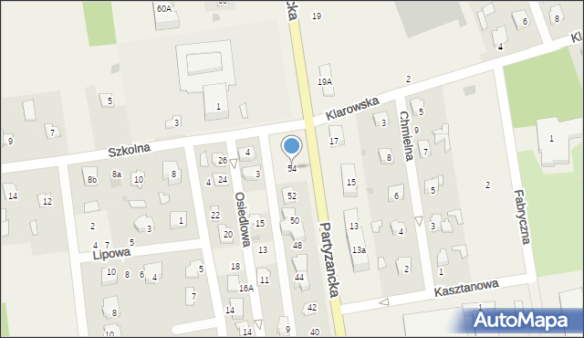 Milejów-Osada, Partyzancka, 54, mapa Milejów-Osada