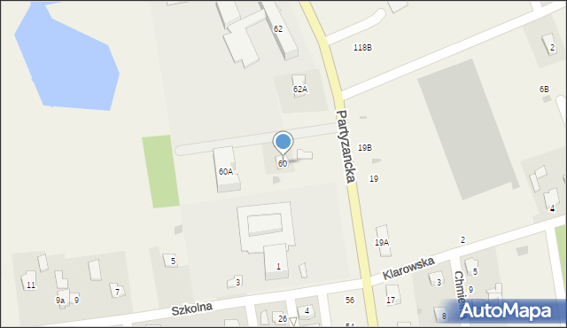 Milejów-Osada, Partyzancka, 60, mapa Milejów-Osada