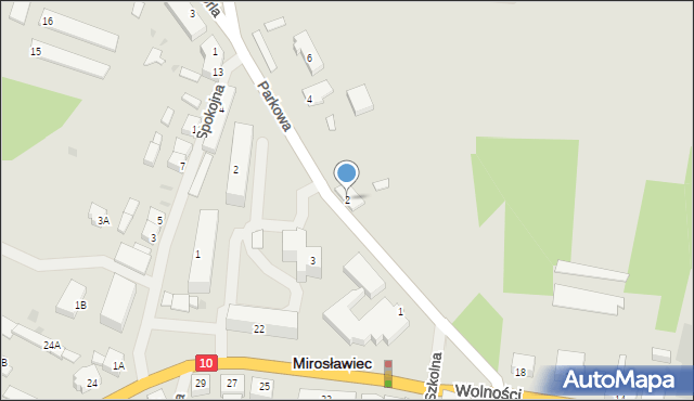 Mirosławiec, Parkowa, 2, mapa Mirosławiec