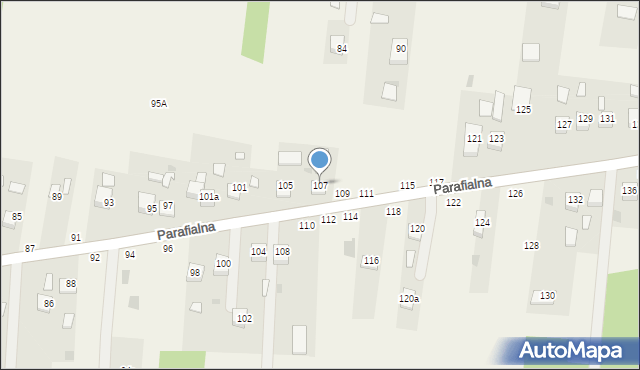 Mokrzyska, Parafialna, 107, mapa Mokrzyska