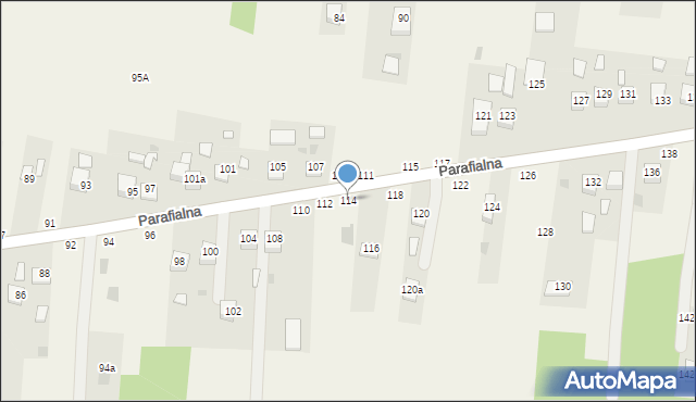 Mokrzyska, Parafialna, 114, mapa Mokrzyska