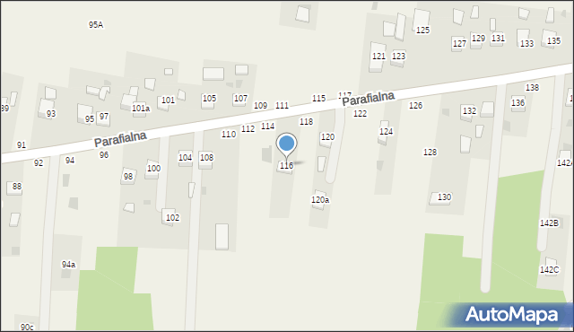 Mokrzyska, Parafialna, 116, mapa Mokrzyska