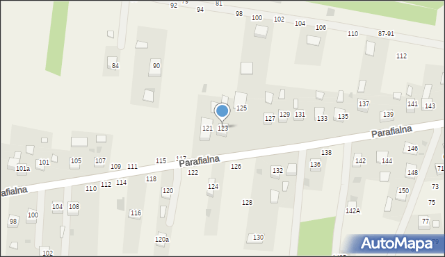 Mokrzyska, Parafialna, 123, mapa Mokrzyska