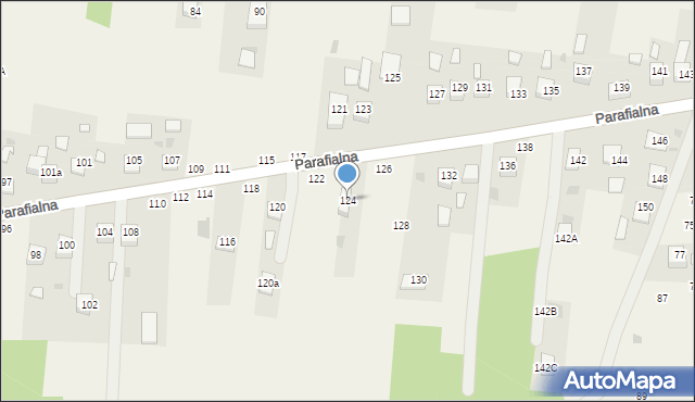 Mokrzyska, Parafialna, 124, mapa Mokrzyska