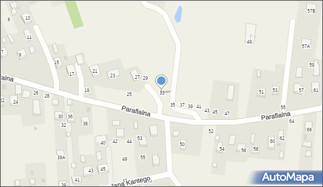 Mokrzyska, Parafialna, 33, mapa Mokrzyska