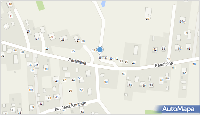 Mokrzyska, Parafialna, 35, mapa Mokrzyska