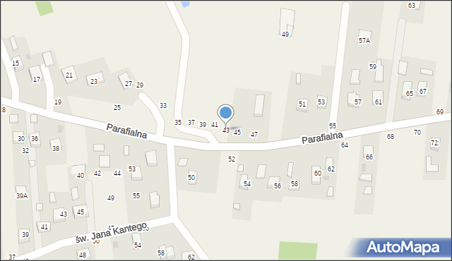 Mokrzyska, Parafialna, 43, mapa Mokrzyska
