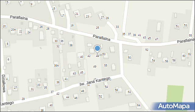 Mokrzyska, Parafialna, 44, mapa Mokrzyska