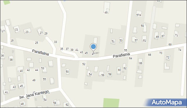 Mokrzyska, Parafialna, 47, mapa Mokrzyska