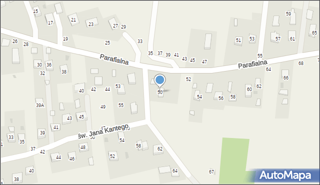 Mokrzyska, Parafialna, 50, mapa Mokrzyska
