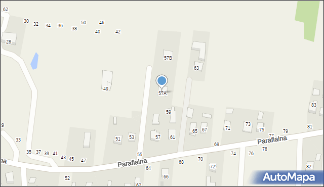 Mokrzyska, Parafialna, 57A, mapa Mokrzyska