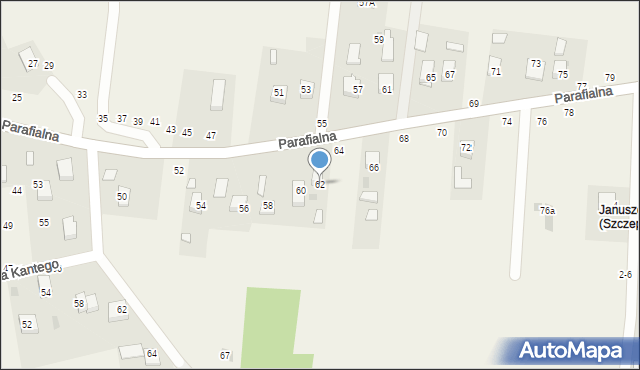 Mokrzyska, Parafialna, 62, mapa Mokrzyska
