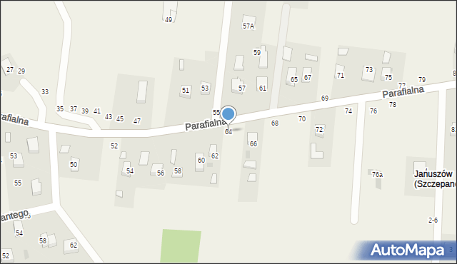Mokrzyska, Parafialna, 64, mapa Mokrzyska