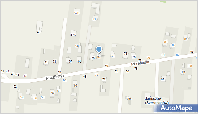 Mokrzyska, Parafialna, 67, mapa Mokrzyska