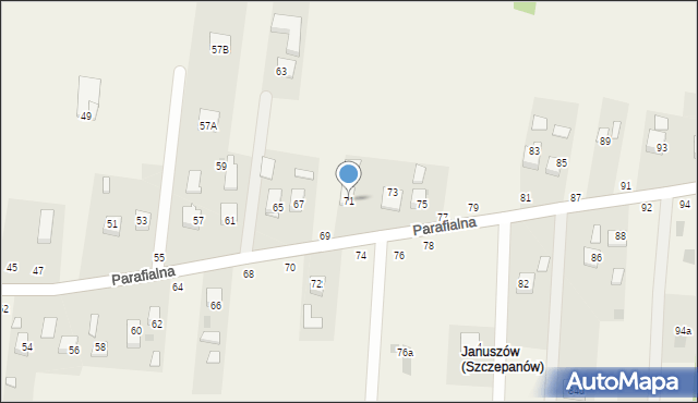Mokrzyska, Parafialna, 71, mapa Mokrzyska
