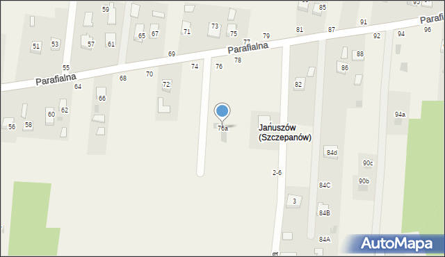 Mokrzyska, Parafialna, 76a, mapa Mokrzyska