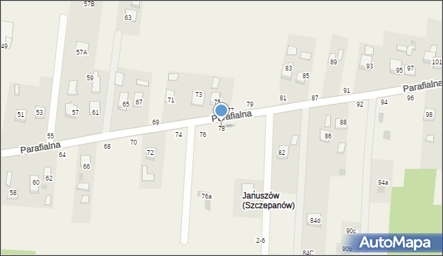 Mokrzyska, Parafialna, 78, mapa Mokrzyska