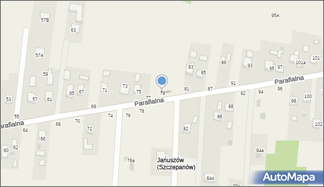 Mokrzyska, Parafialna, 79, mapa Mokrzyska